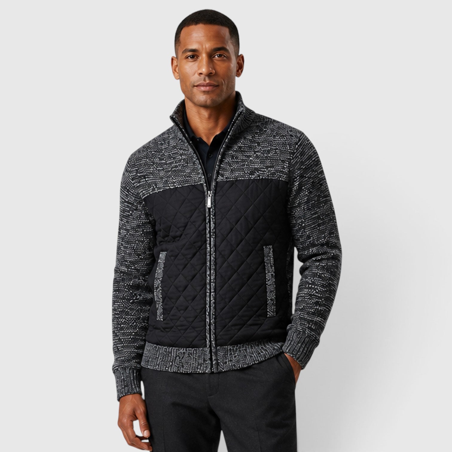 Monvaline | Men's Full Zip Hybrid Jacket with Quilted Insulation
