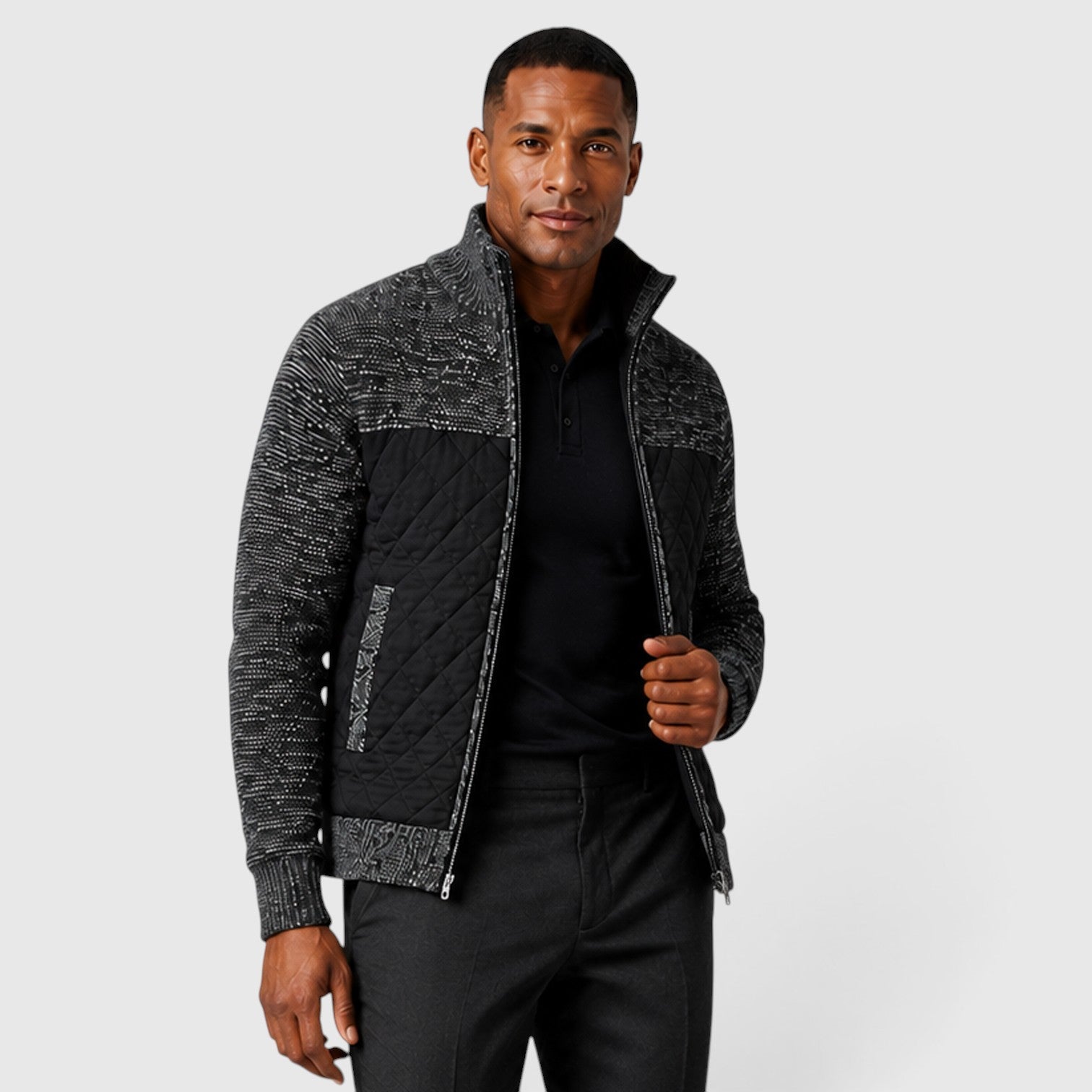 Monvaline | Men's Full Zip Hybrid Jacket with Quilted Insulation