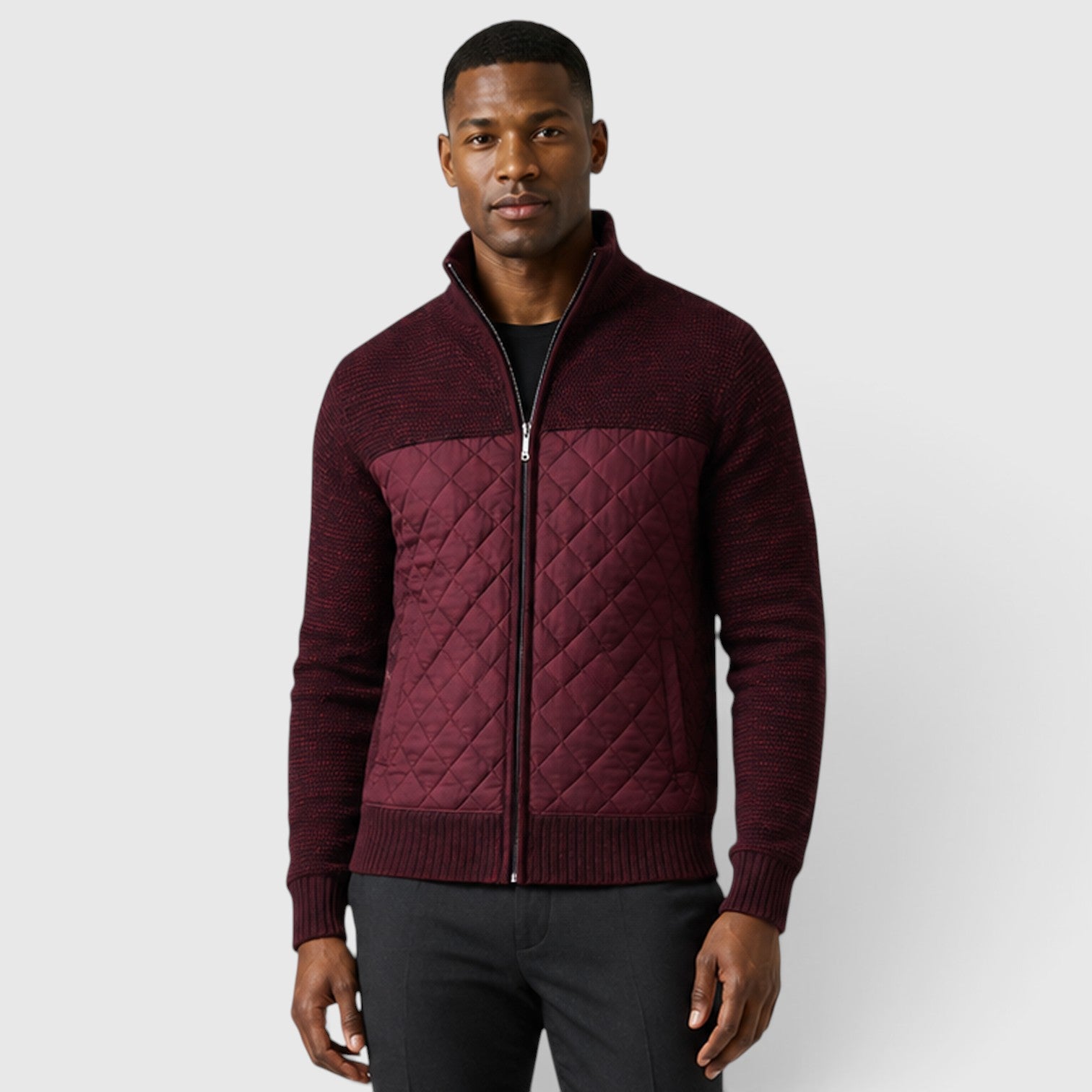 Monvaline | Men's Full Zip Hybrid Jacket with Quilted Insulation