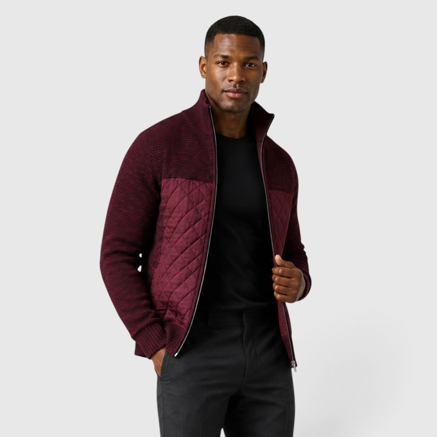 Monvaline | Men's Full Zip Hybrid Jacket with Quilted Insulation