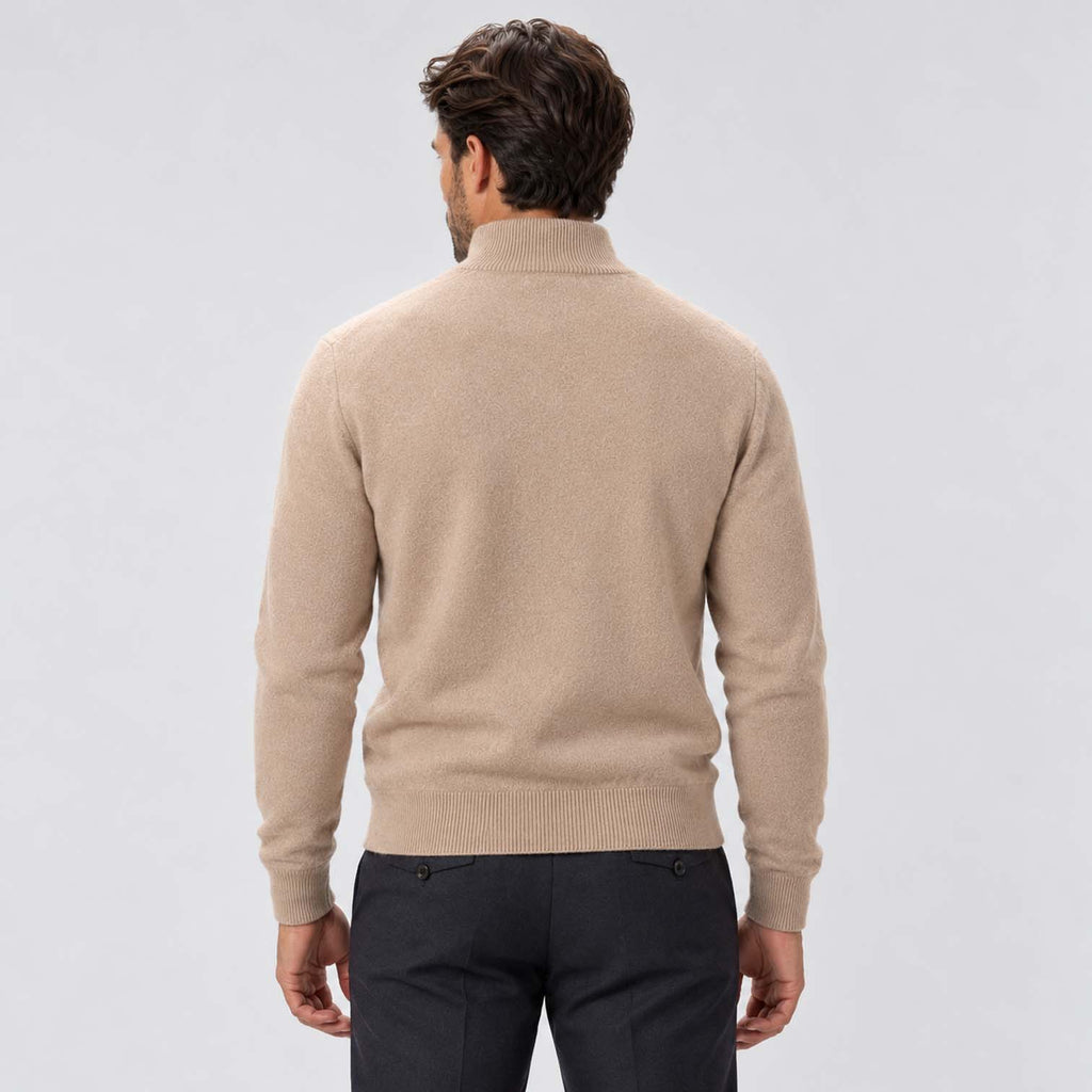 Monvaline | Men's Full Zip Knit Cardigan Stand Collar Sweater