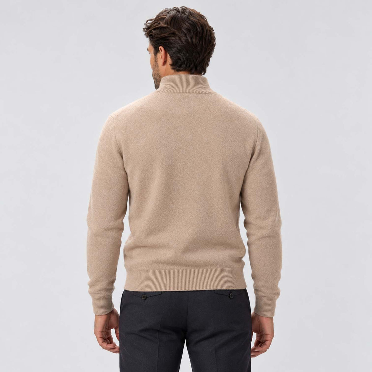 Monvaline | Men's Full Zip Knit Cardigan Stand Collar Sweater