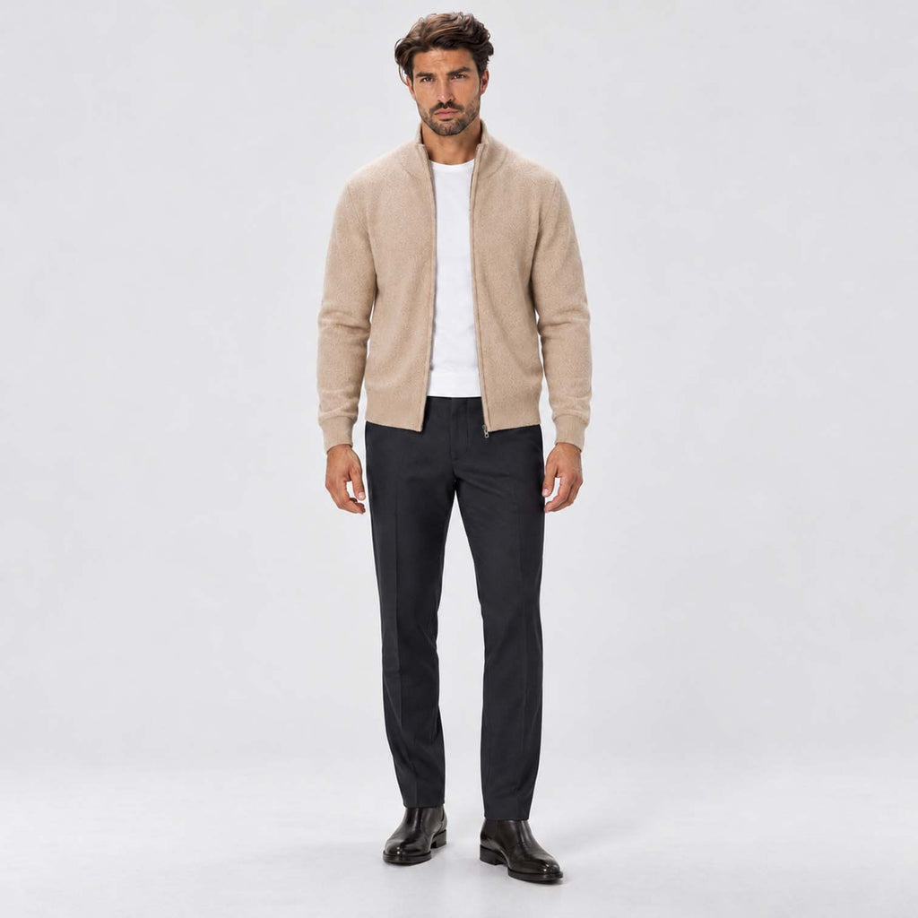 Monvaline | Men's Full Zip Knit Cardigan Stand Collar Sweater