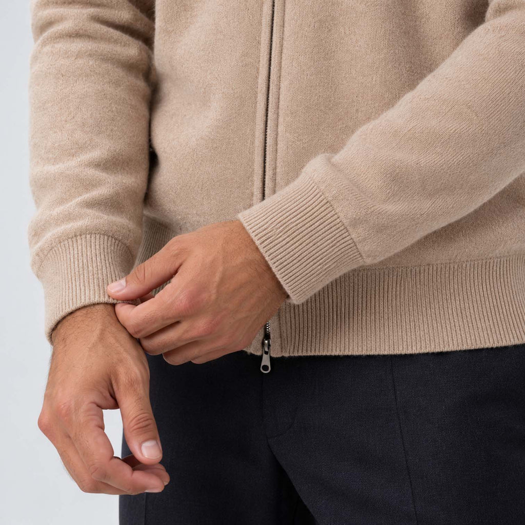 Monvaline | Men's Full Zip Knit Cardigan Stand Collar Sweater