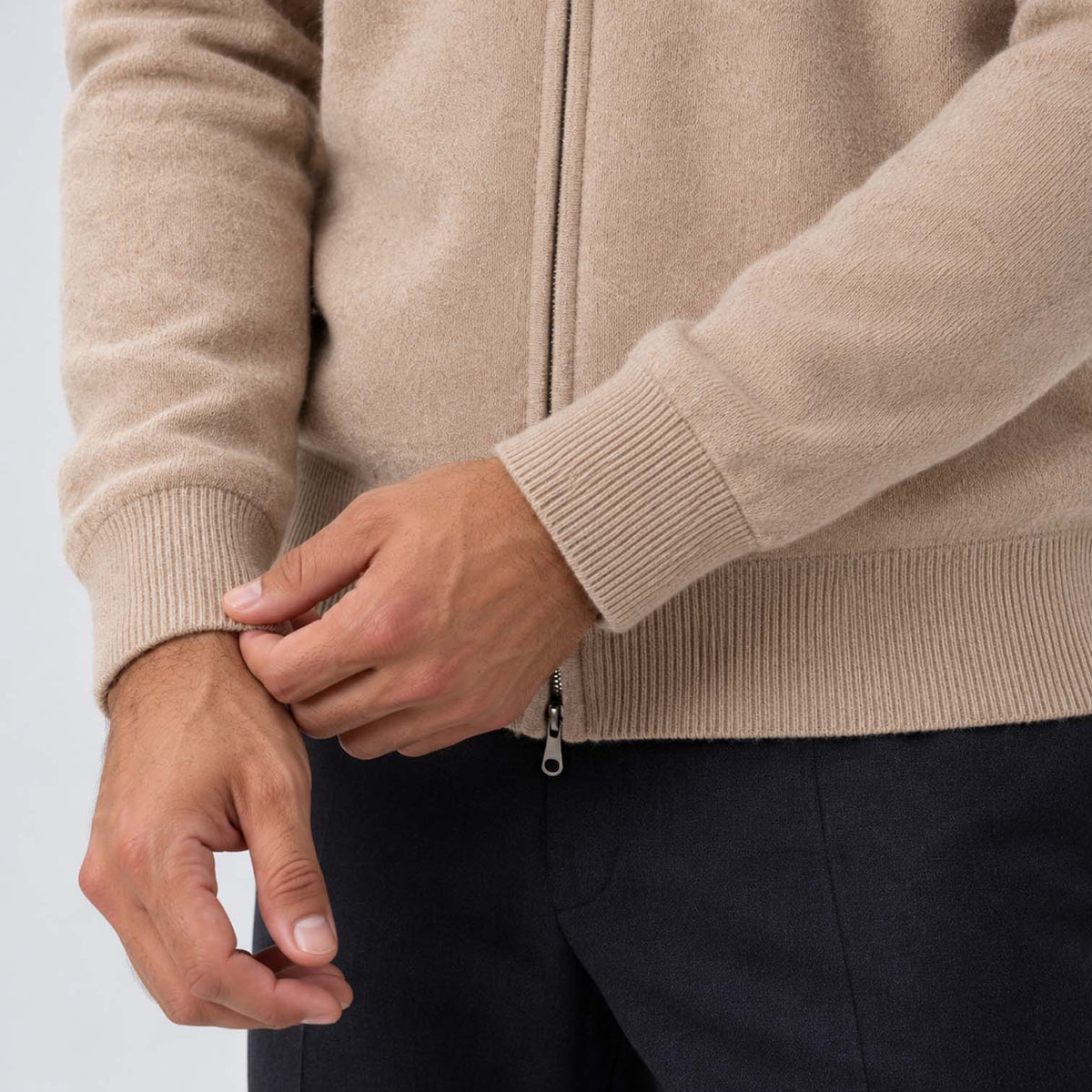 Monvaline | Men's Full Zip Knit Cardigan Stand Collar Sweater