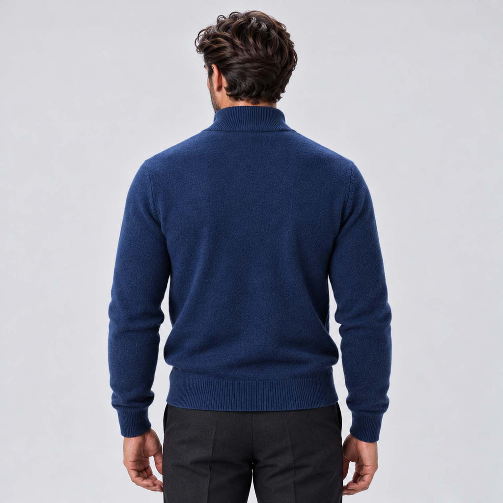 Monvaline | Men's Full Zip Knit Cardigan Stand Collar Sweater