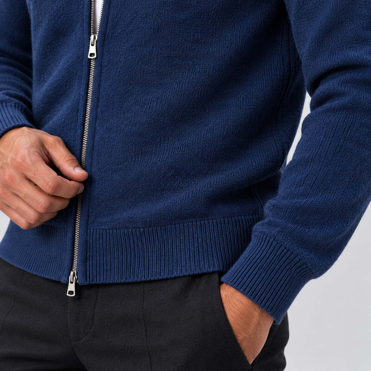 Monvaline | Men's Full Zip Knit Cardigan Stand Collar Sweater