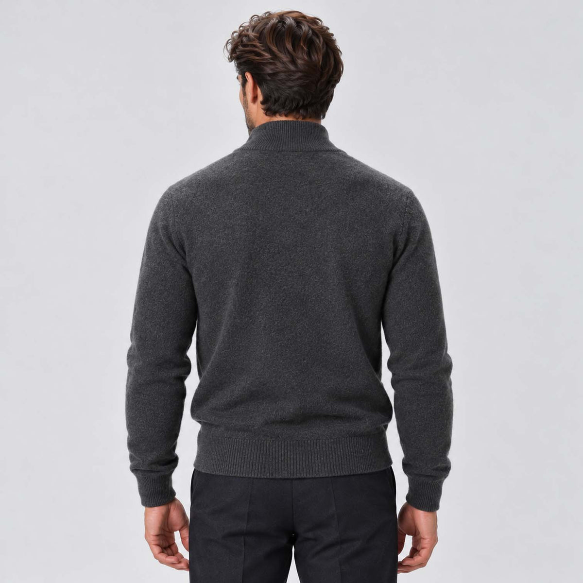 Monvaline | Men's Full Zip Knit Cardigan Stand Collar Sweater