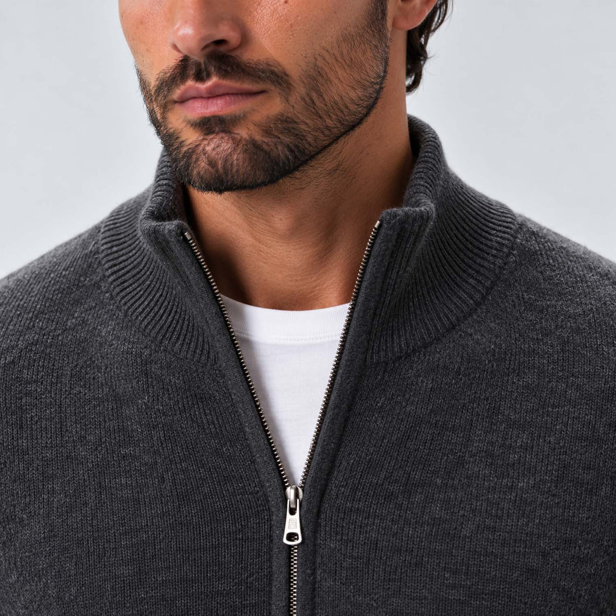 Monvaline | Men's Full Zip Knit Cardigan Stand Collar Sweater