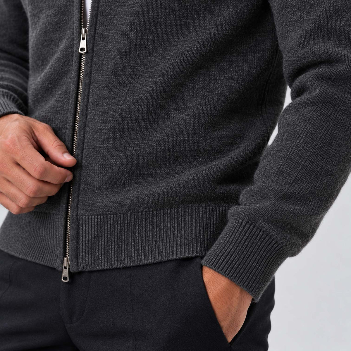 Monvaline | Men's Full Zip Knit Cardigan Stand Collar Sweater