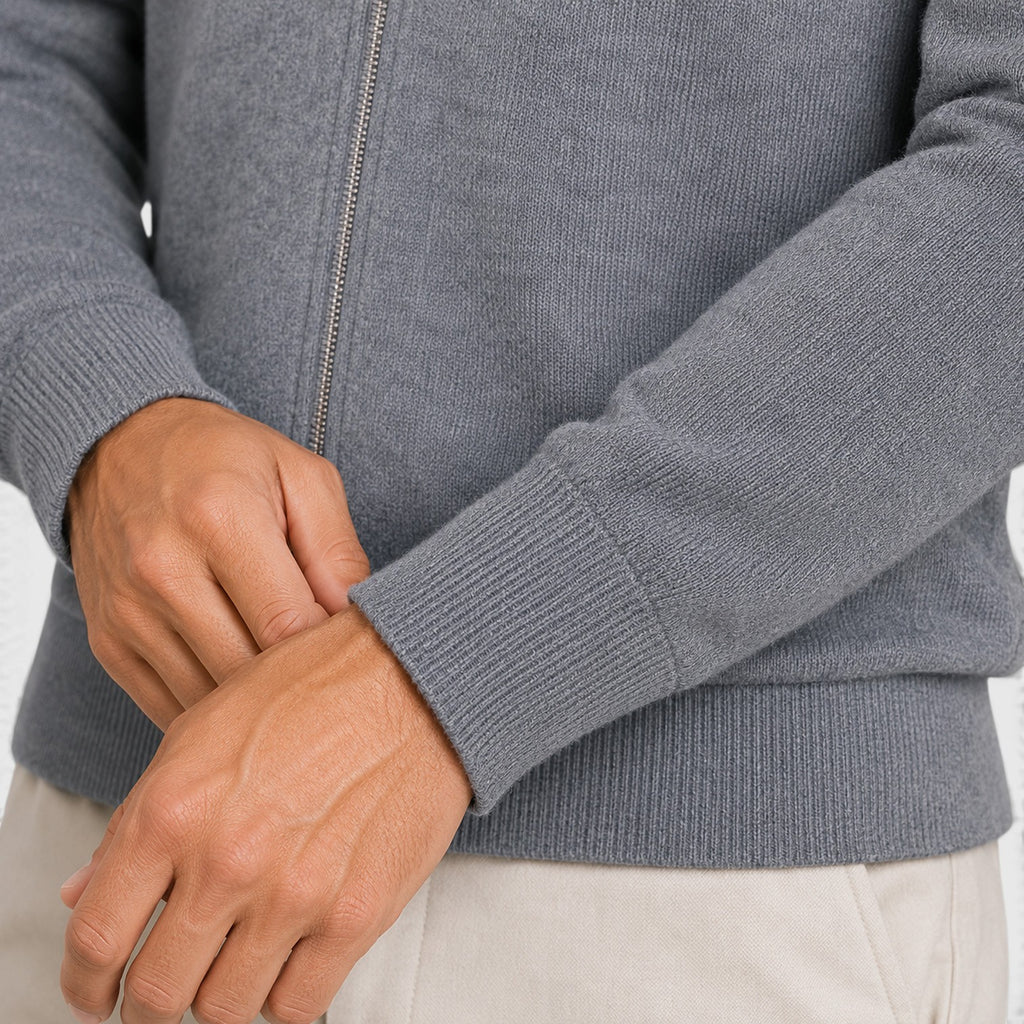 Monvaline | Men's Full Zip Knit Jumper Classic Collared Style