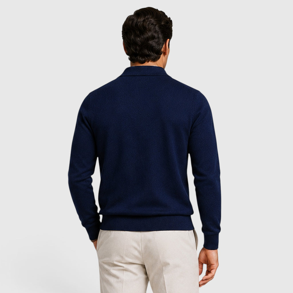 Monvaline | Men's Full Zip Knit Jumper Classic Collared Style