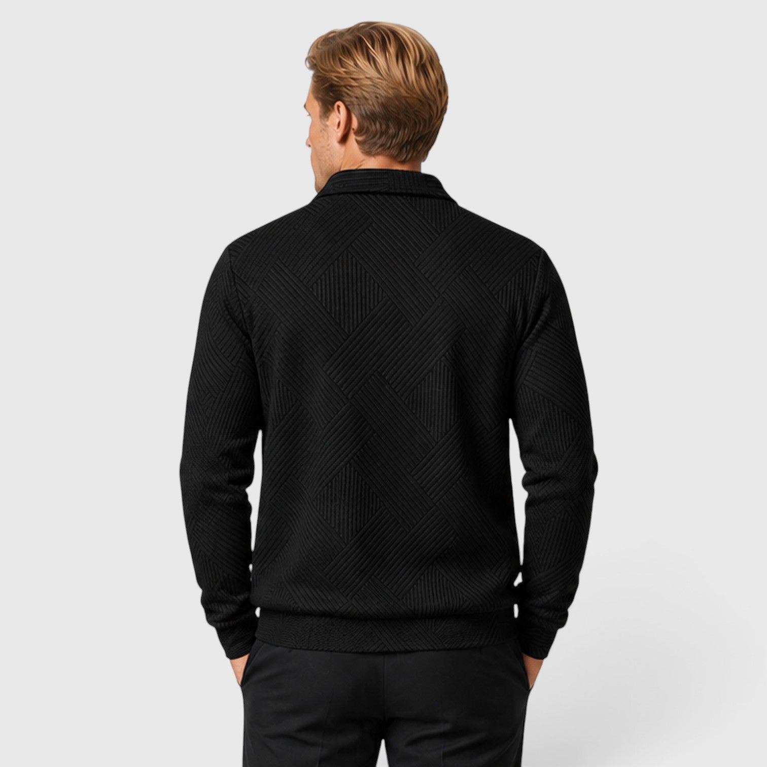 Monvaline | Men's Full Zip Textured Jacket Lightweight Autumn Style