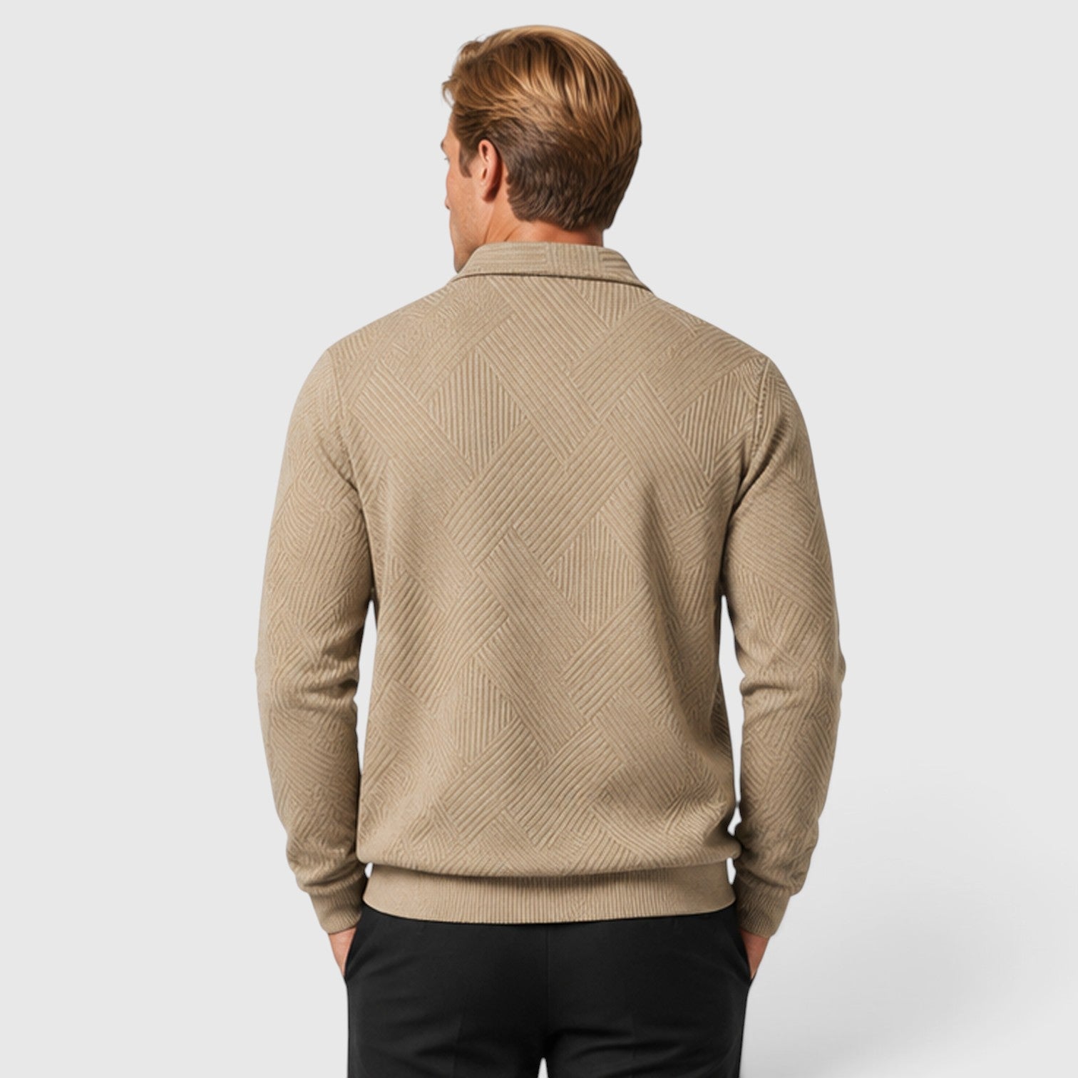 Monvaline | Men's Full Zip Textured Jacket Lightweight Autumn Style