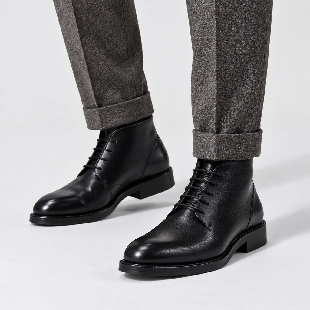 Monvaline | Men's Genuine Leather Ankle Boots - Stylish Hand-Finished Comfortable Footwear