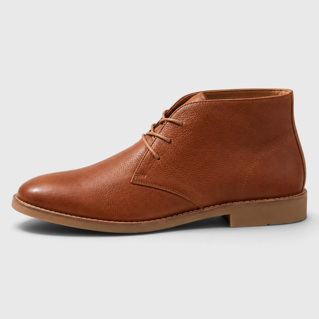 Monvaline | Men's Genuine Leather Chukka Boots - Classic Lace-Up Comfortable Footwear
