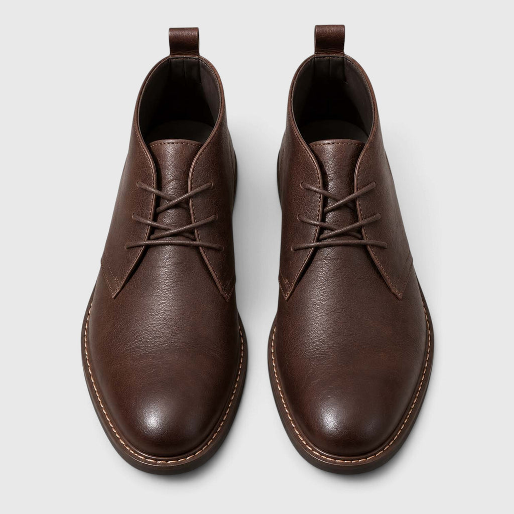 Monvaline | Men's Genuine Leather Chukka Boots - Classic Lace-Up Comfortable Footwear