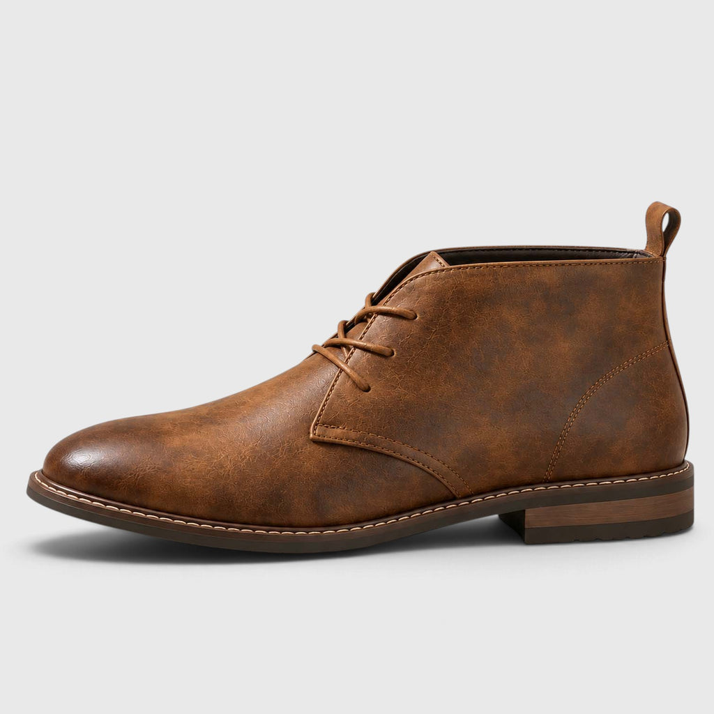 Monvaline | Men's Genuine Leather Chukka Boots - Classic Lace-Up Comfortable Footwear