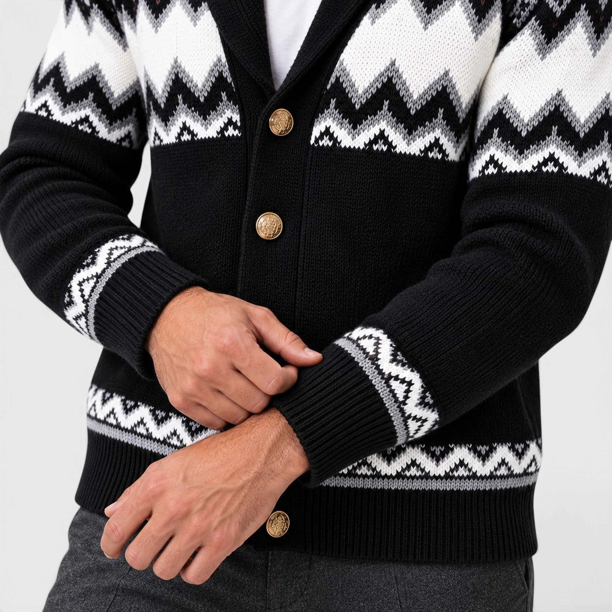 Monvaline | Men's Geometric Knit Cardigan Regular Fit