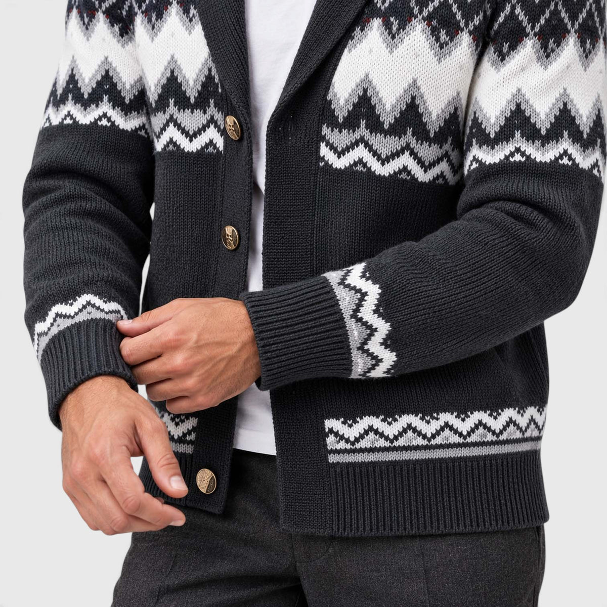 Monvaline | Men's Geometric Knit Cardigan Regular Fit