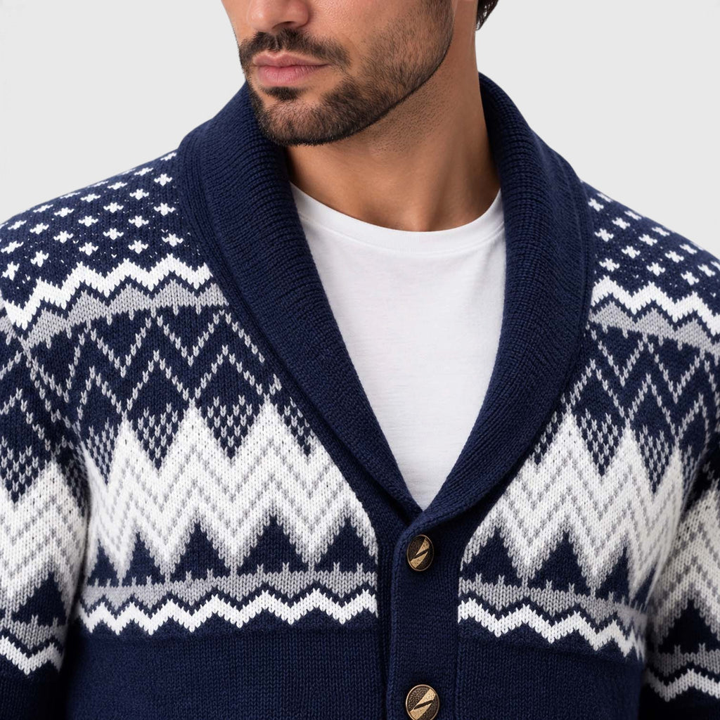 Monvaline | Men's Geometric Knit Cardigan Regular Fit