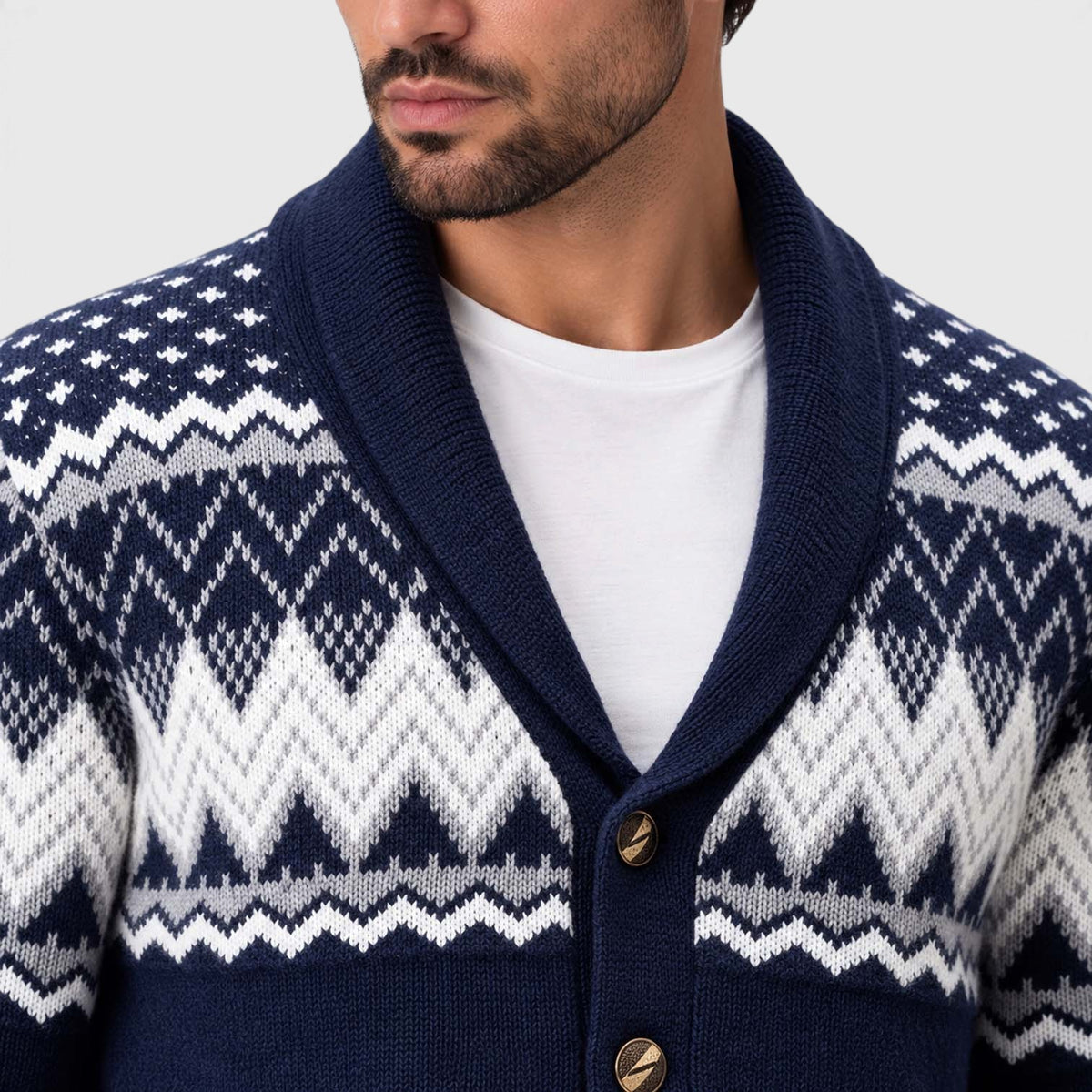 Monvaline | Men's Geometric Knit Cardigan Regular Fit