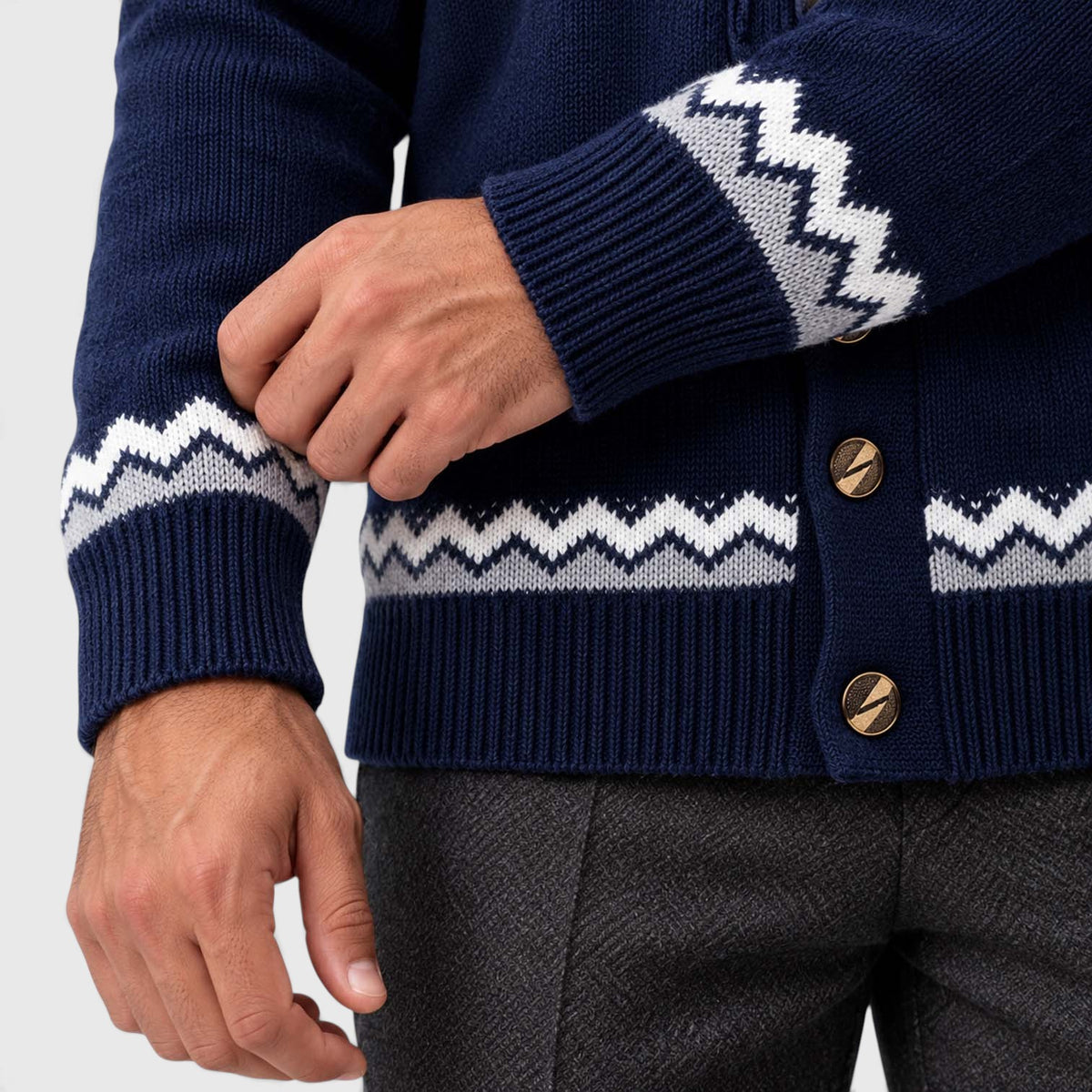 Monvaline | Men's Geometric Knit Cardigan Regular Fit