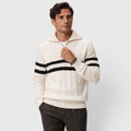 Monvaline | Men's Half-Zip Cable Knit Jumper – Striped Design