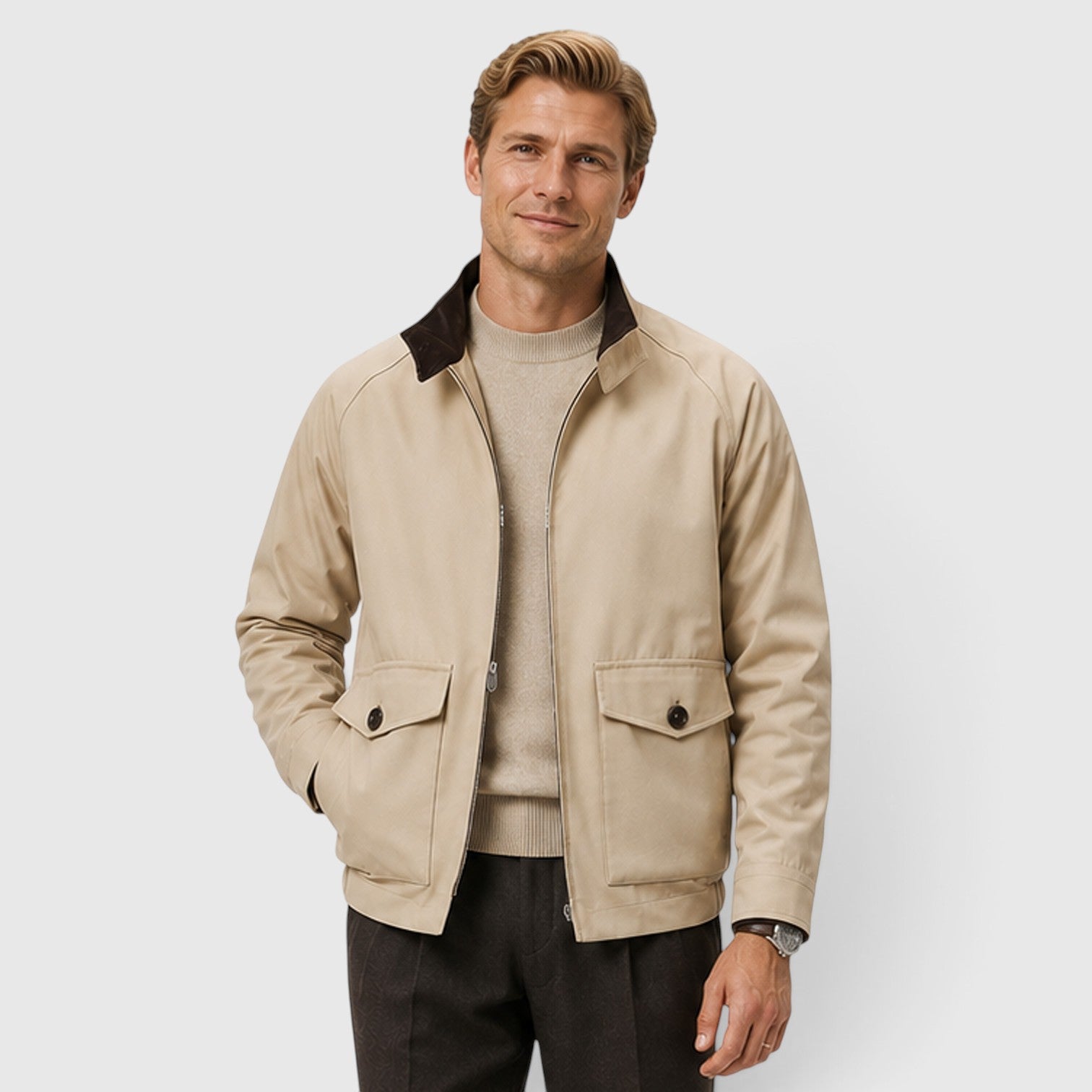 Monvaline | Men's Harrington Zip Jacket – Smart Casual Classic