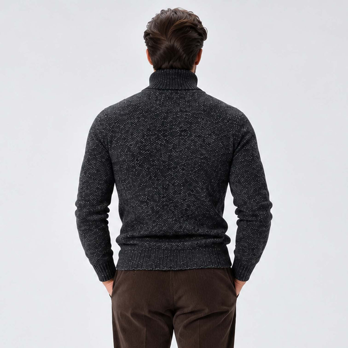 Monvaline | Men's High Neck Ribbed Knit Pullover Sweater