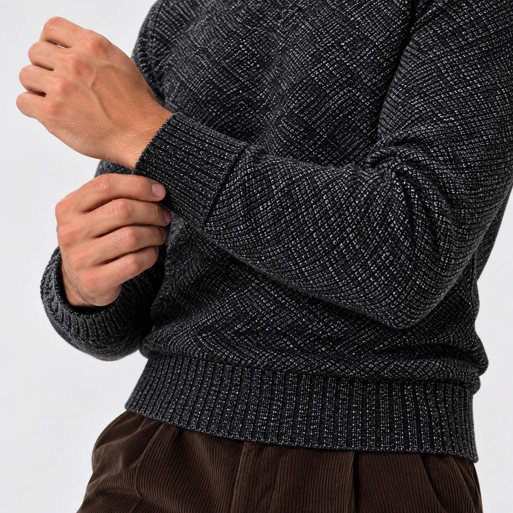 Monvaline | Men's High Neck Ribbed Knit Pullover Sweater