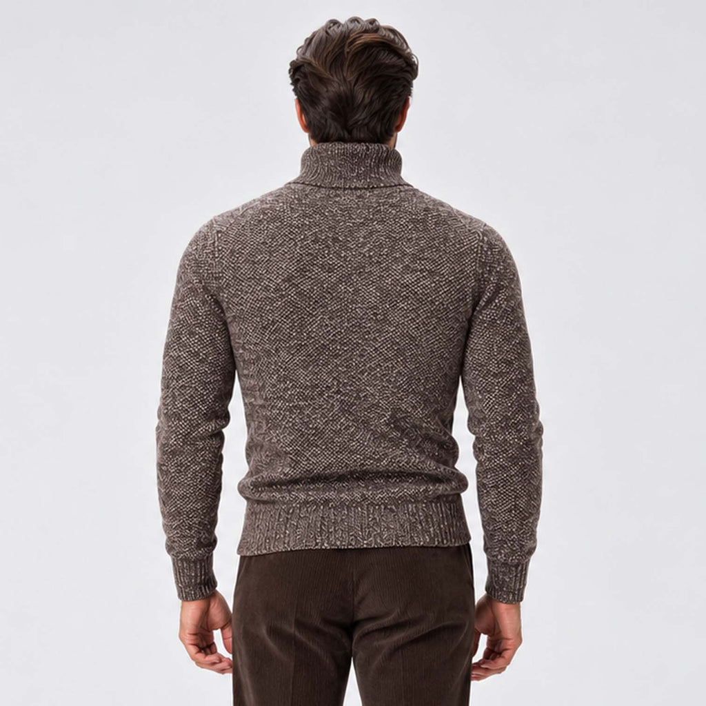 Monvaline | Men's High Neck Ribbed Knit Pullover Sweater