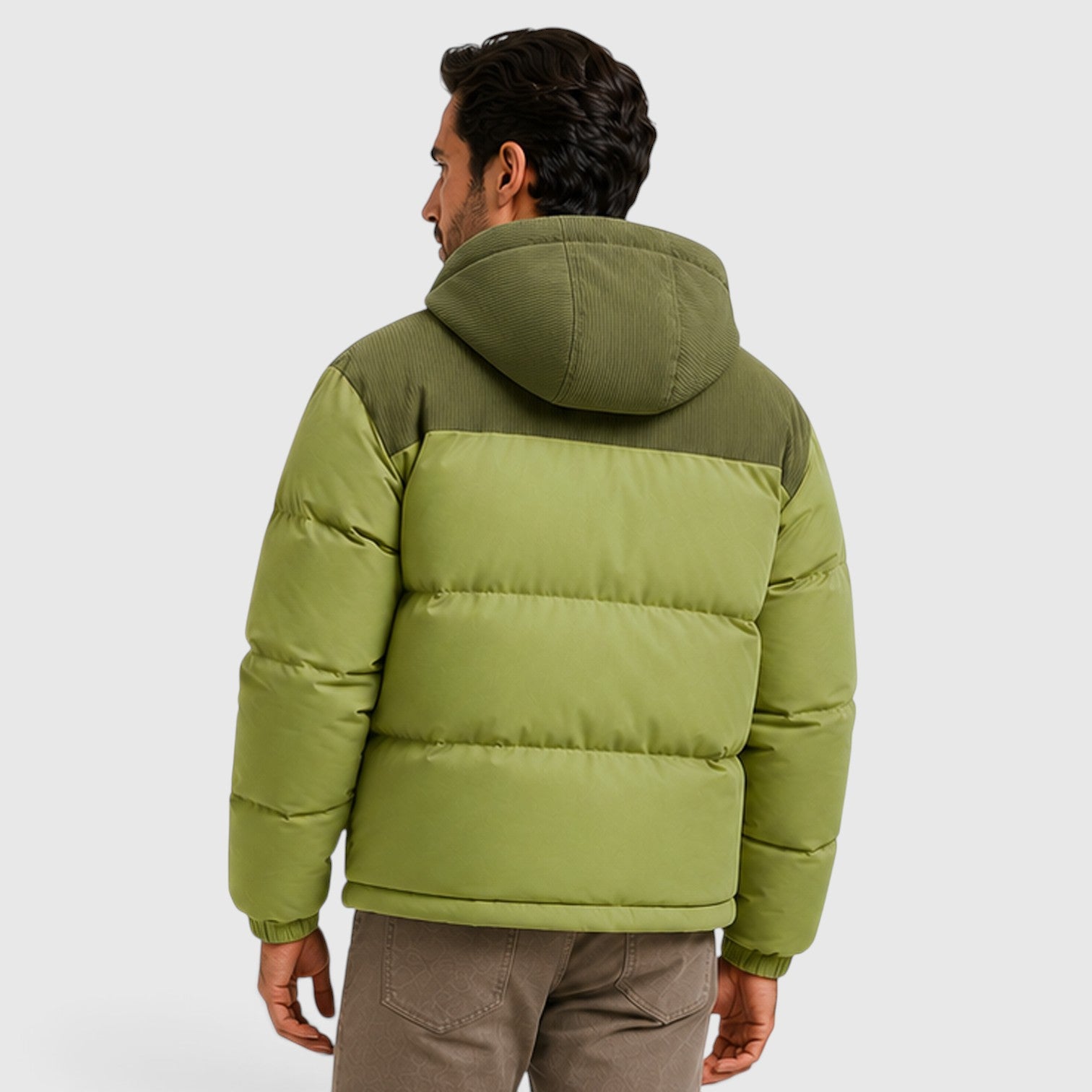 Monvaline | Men's Hooded Corduroy Puffer Jacket – Quilted Zip-Up