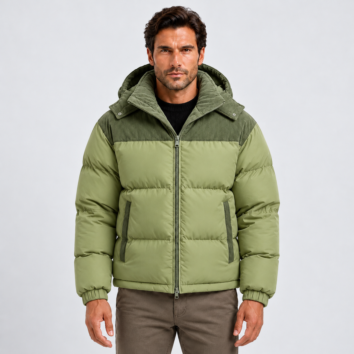 Monvaline | Men’s Puffer Jacket Quilted Coat with Hood for Winter