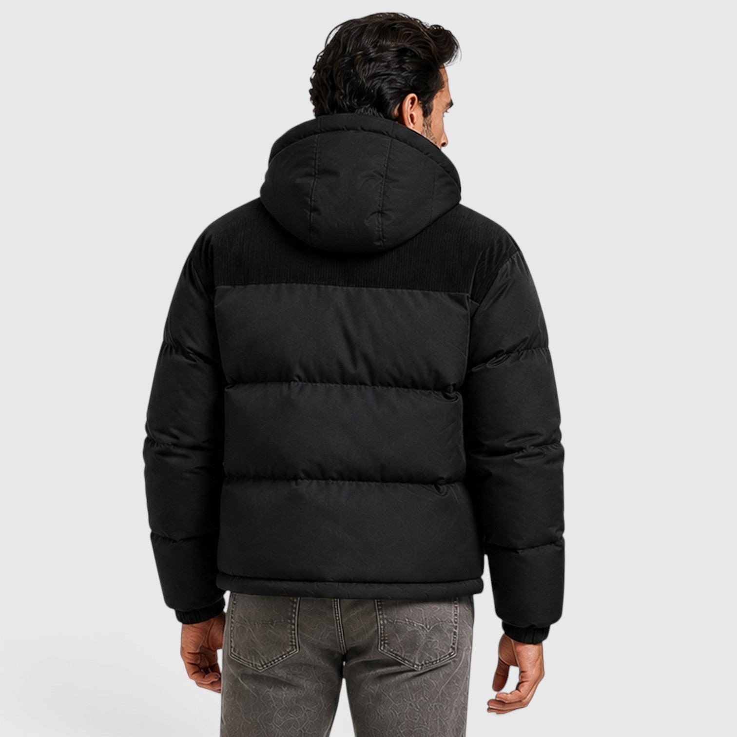 Monvaline | Men's Hooded Corduroy Puffer Jacket – Quilted Zip-Up