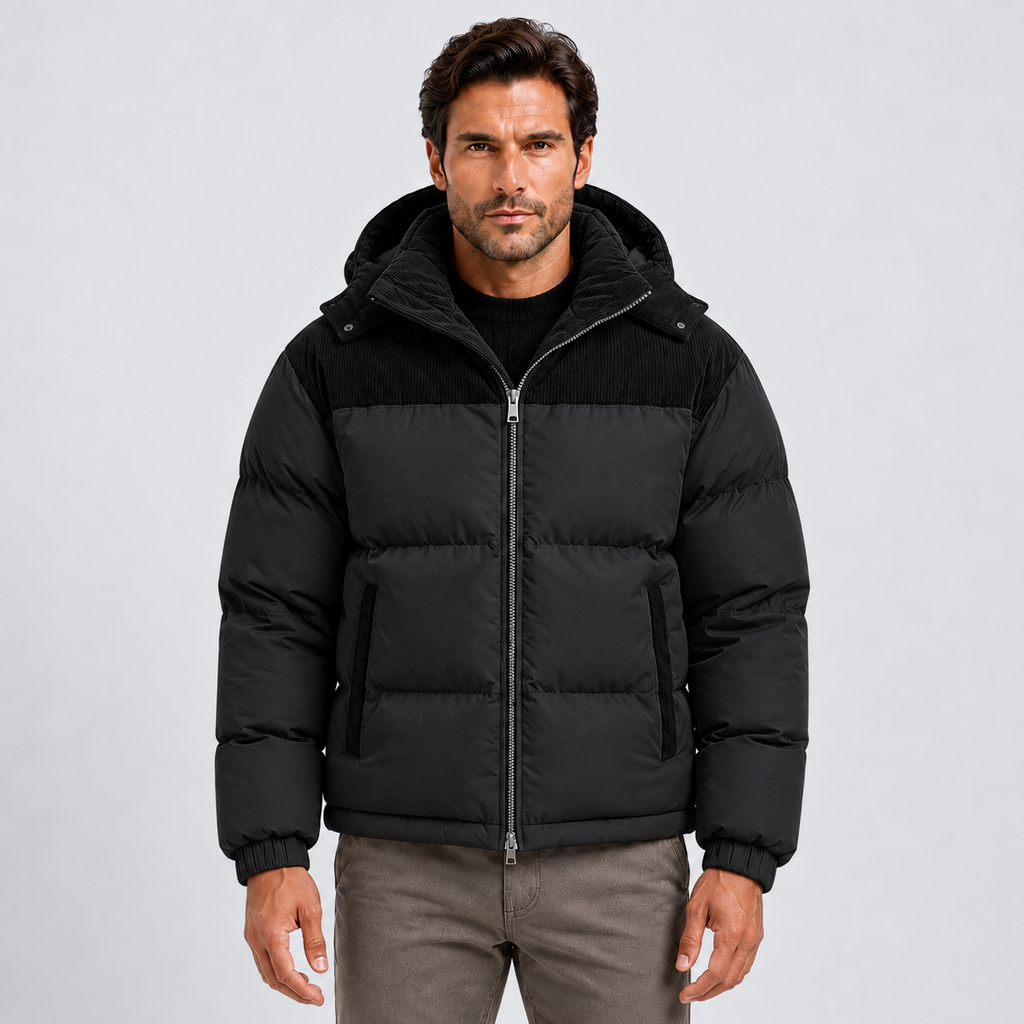 Monvaline | Men’s Puffer Jacket Quilted Coat with Hood for Winter
