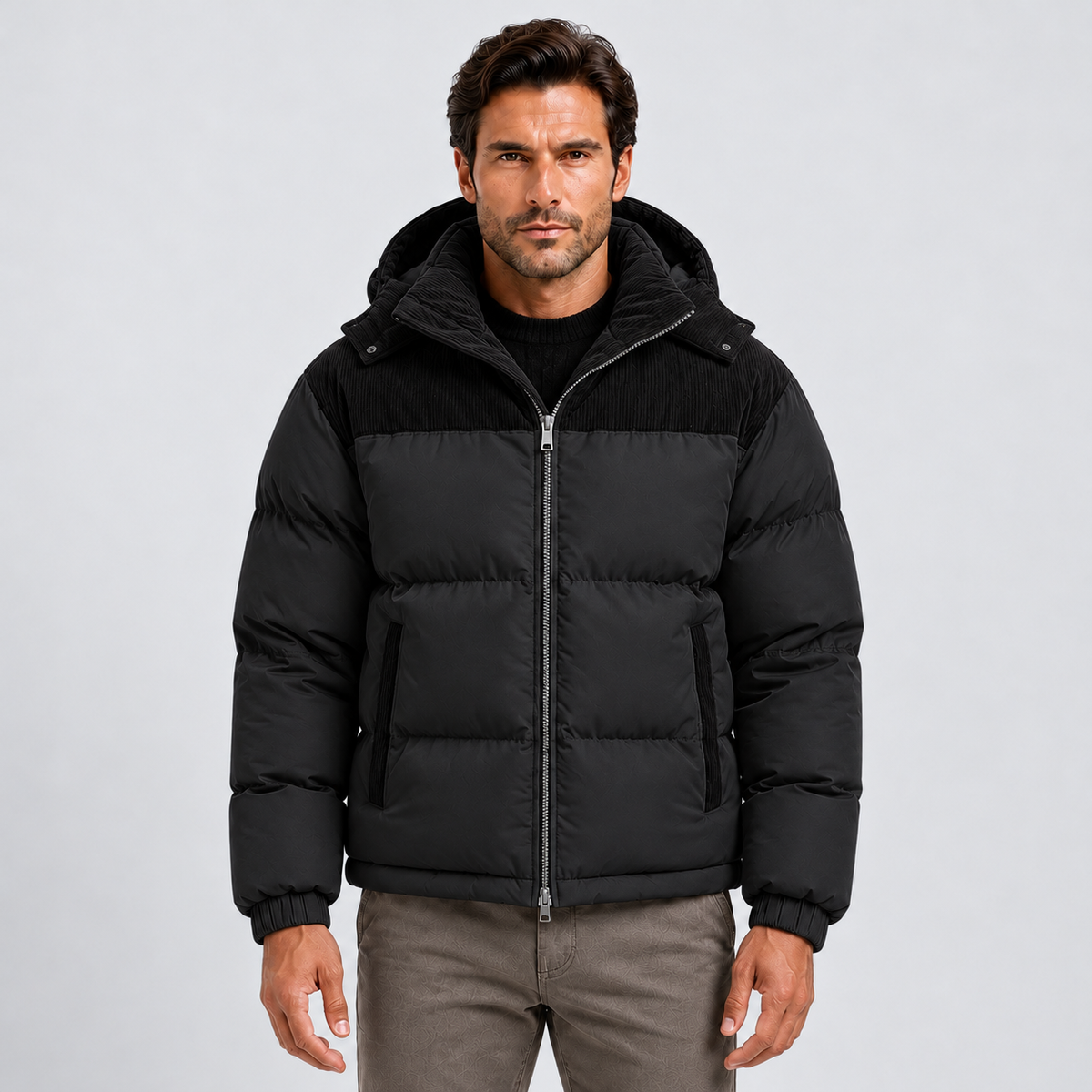Monvaline | Men’s Puffer Jacket Quilted Coat with Hood for Winter
