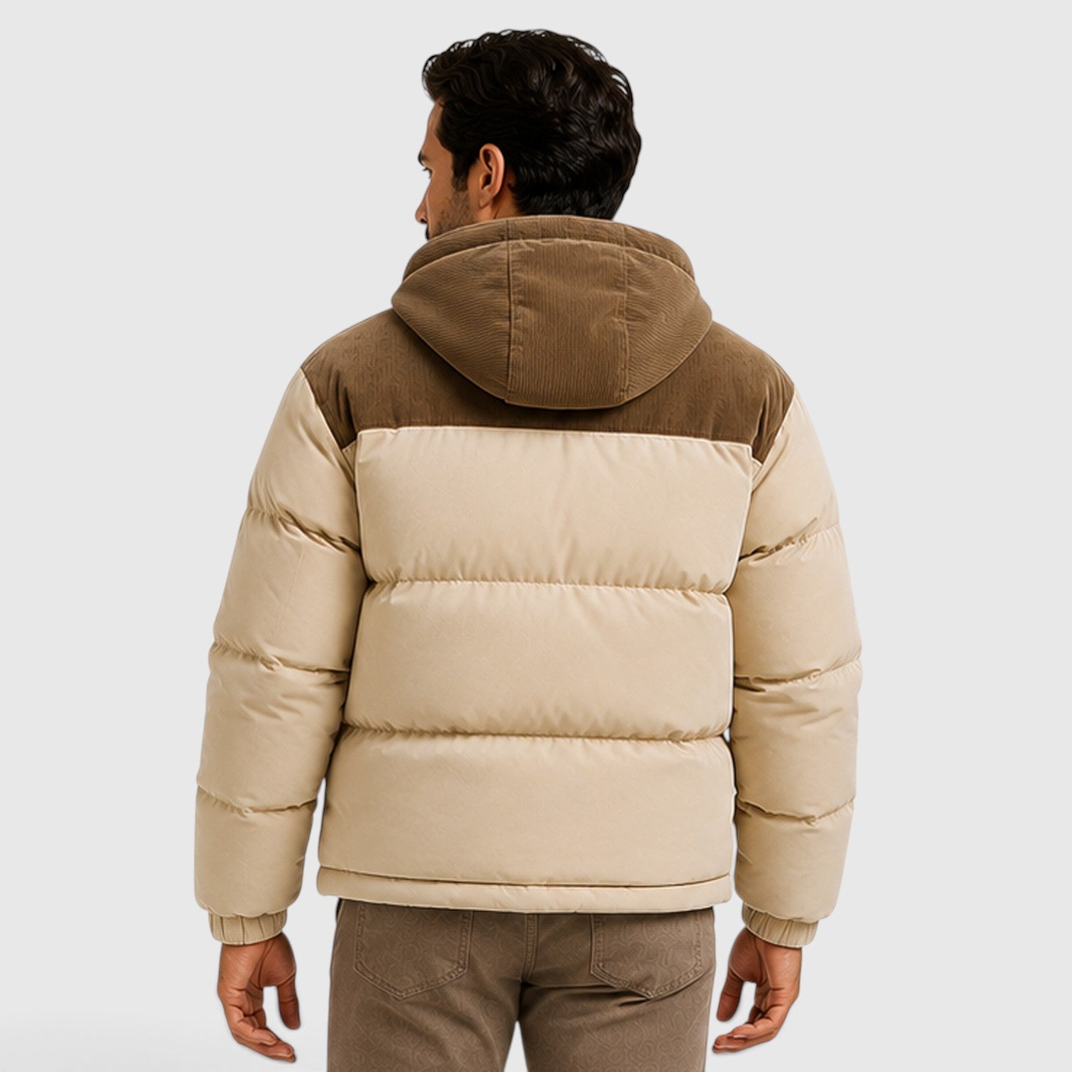 Monvaline | Men's Hooded Corduroy Puffer Jacket – Quilted Zip-Up