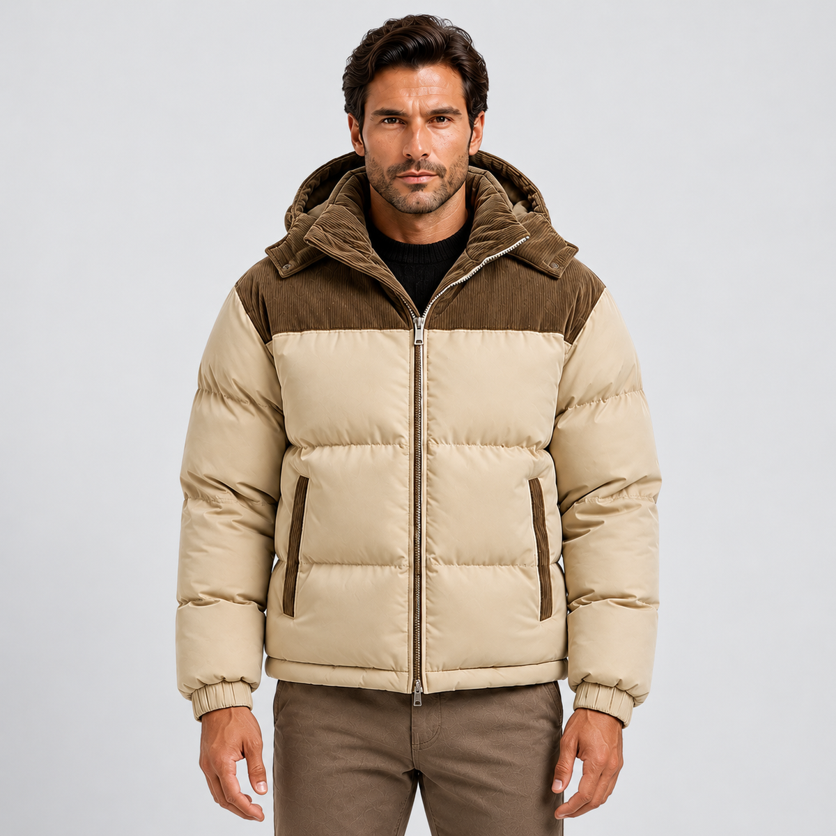 Monvaline | Men’s Puffer Jacket Quilted Coat with Hood for Winter