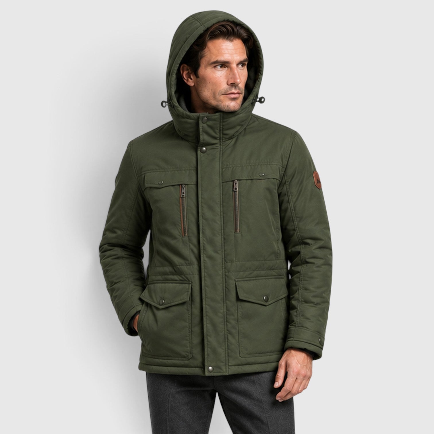 Monvaline | Men's Hooded Parka Jacket – Fleece Lined Mid-Length