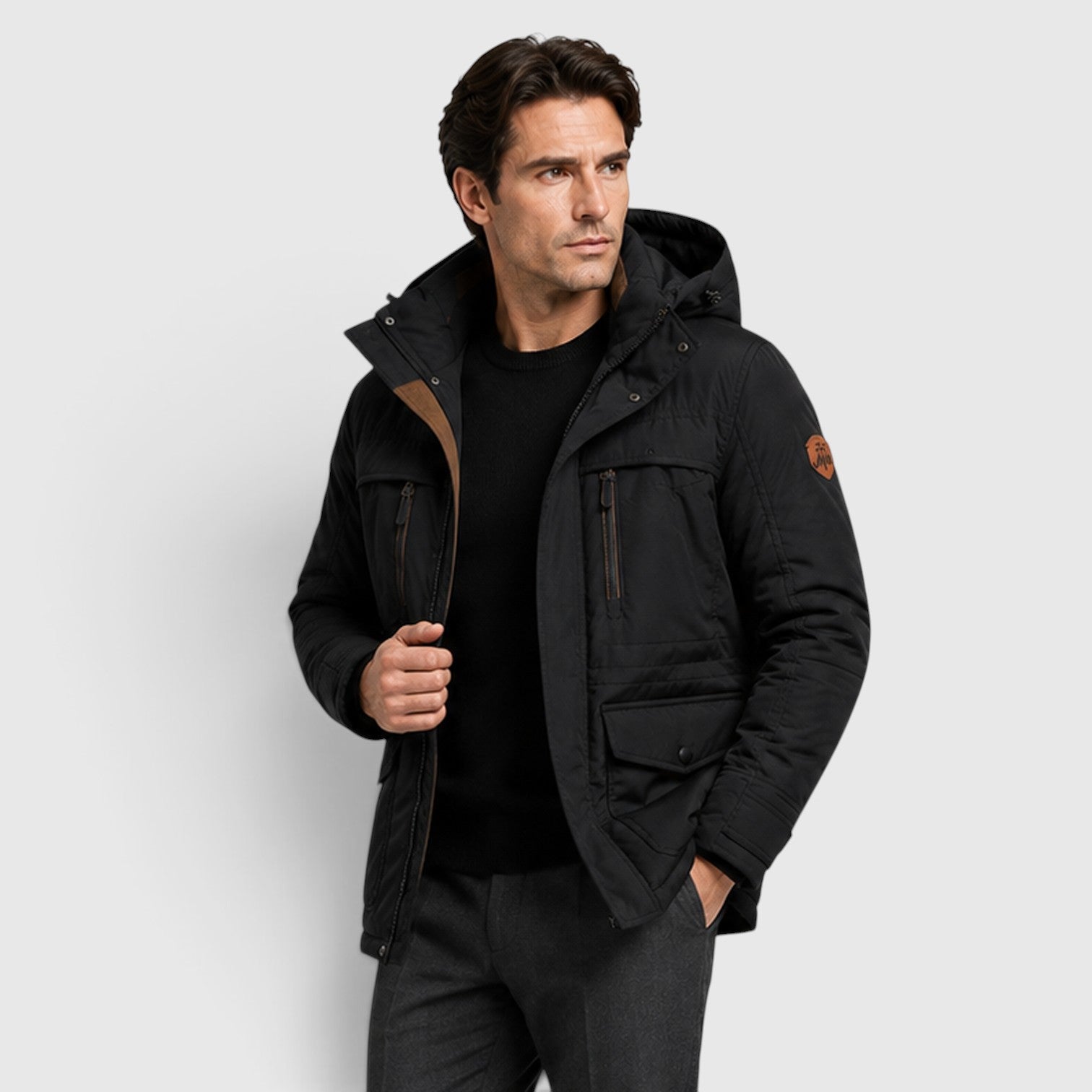 Monvaline | Men's Hooded Parka Jacket – Fleece Lined Mid-Length