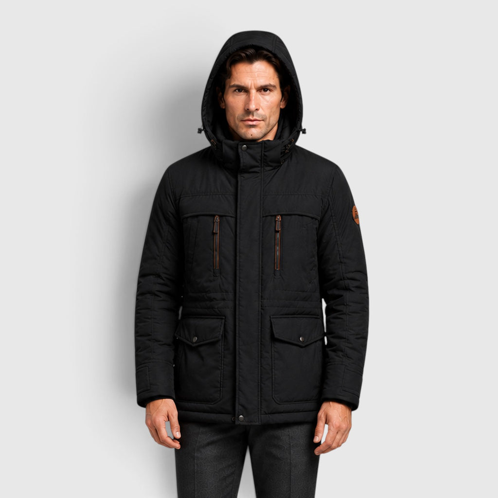 Monvaline | Men's Hooded Parka Jacket – Fleece Lined Mid-Length
