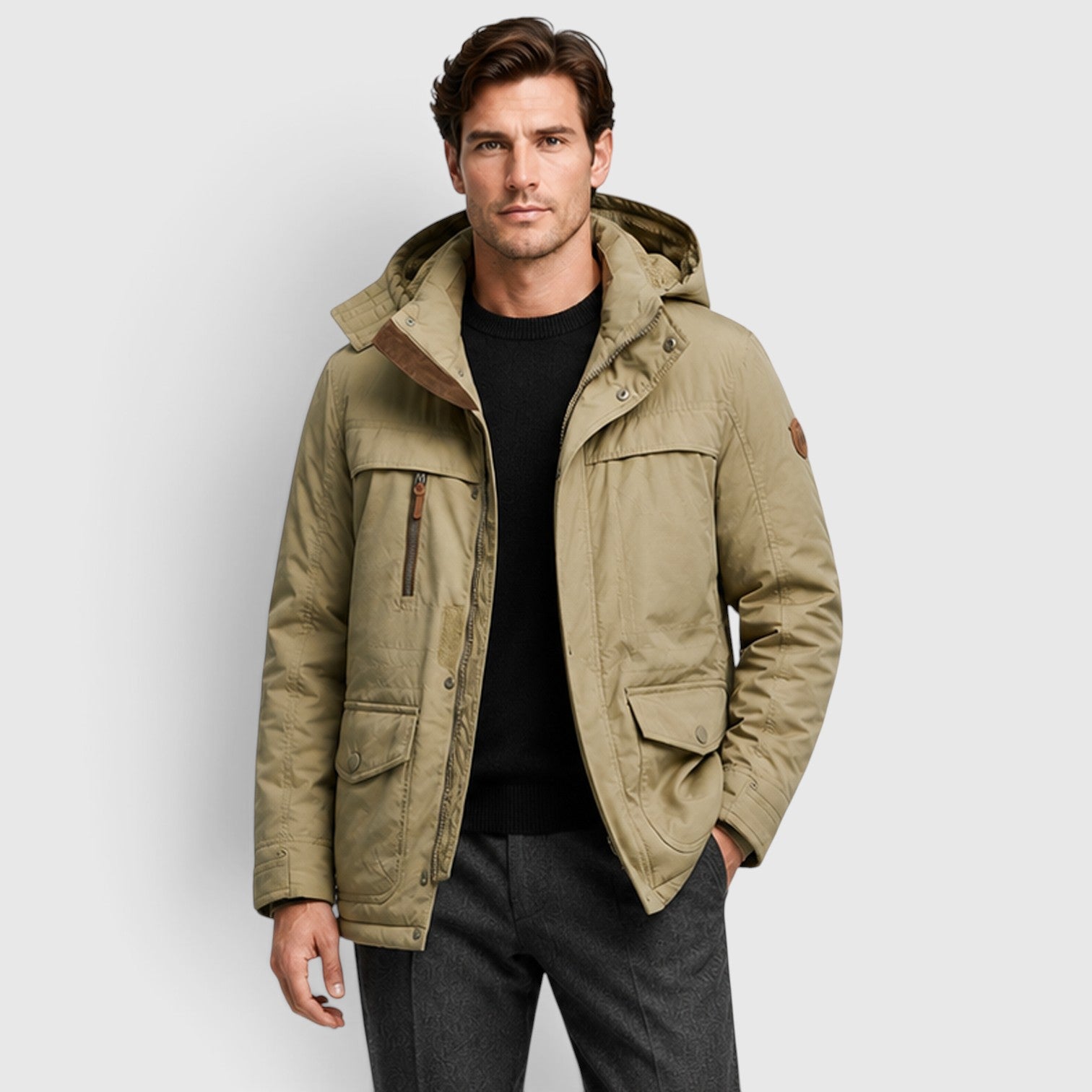 Monvaline | Men's Hooded Parka Jacket – Fleece Lined Mid-Length