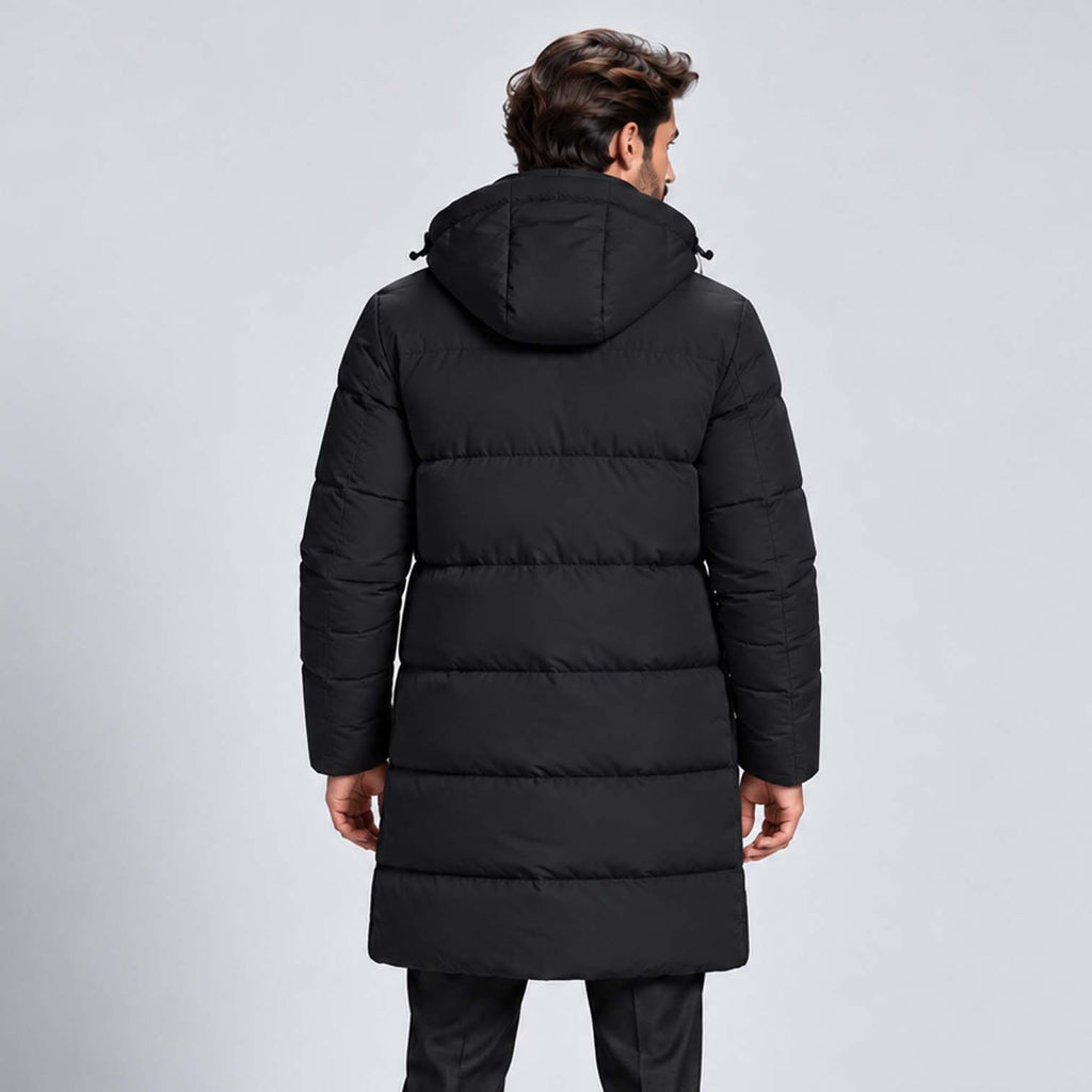 Monvaline | Men's Hooded Puffer Jacket Long Padded Winter Parka Coat