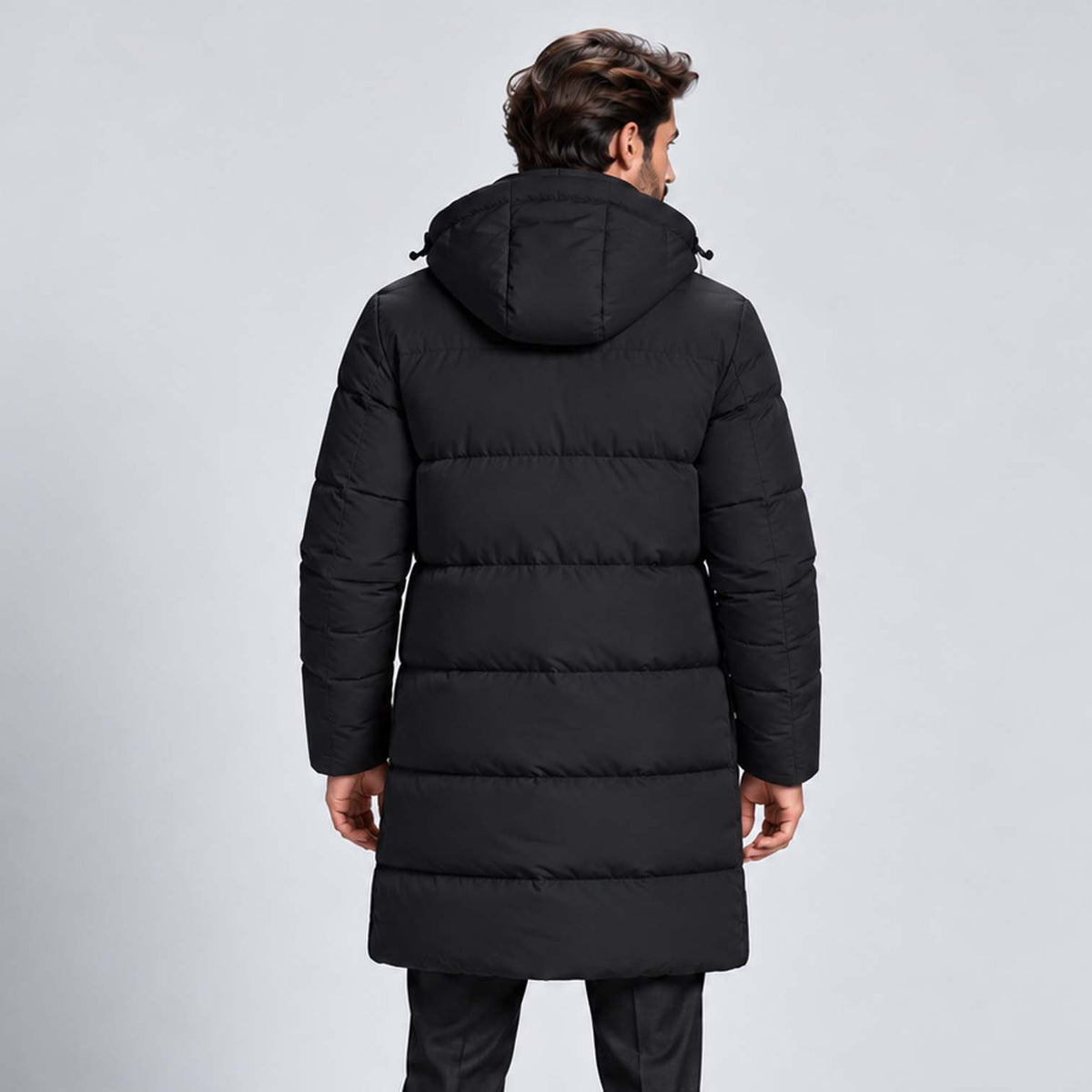 Monvaline | Men's Hooded Puffer Jacket Long Padded Winter Parka Coat