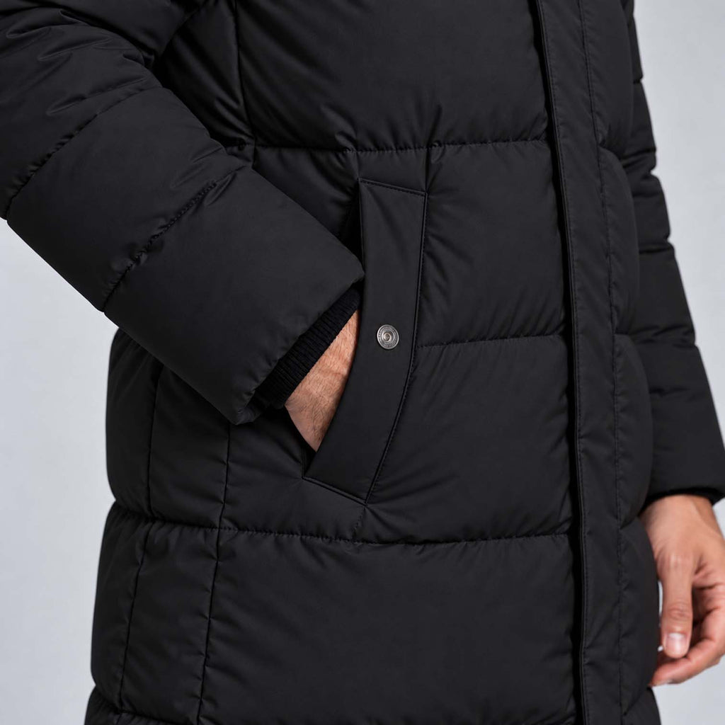 Monvaline | Men's Hooded Puffer Jacket Long Padded Winter Parka Coat