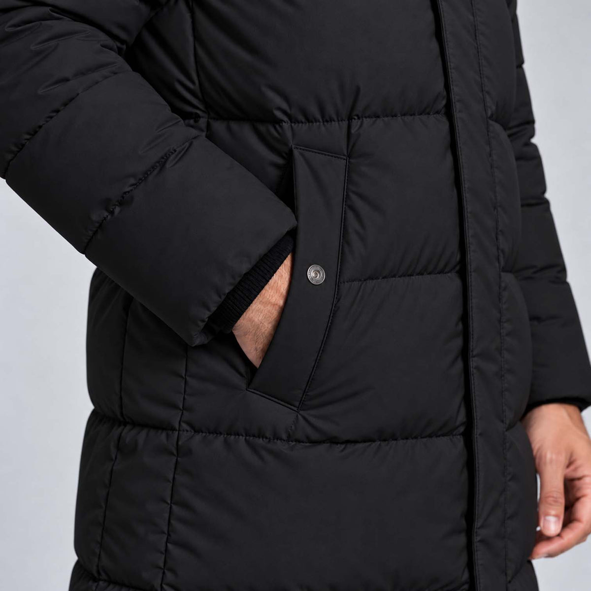 Monvaline | Men's Hooded Puffer Jacket Long Padded Winter Parka Coat