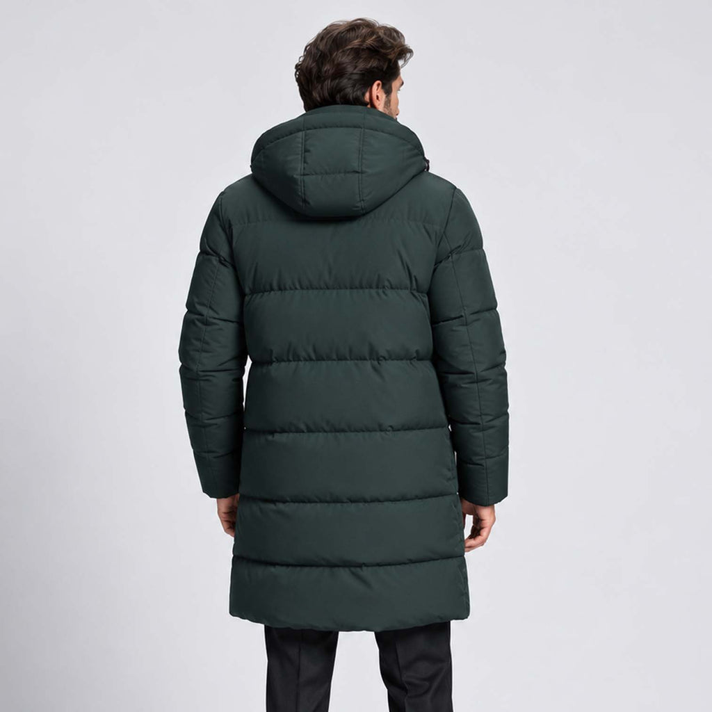 Monvaline | Men's Hooded Puffer Jacket Long Padded Winter Parka Coat