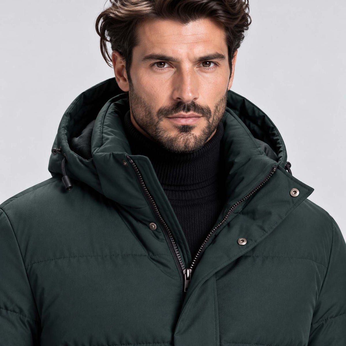 Monvaline | Men's Hooded Puffer Jacket Long Padded Winter Parka Coat