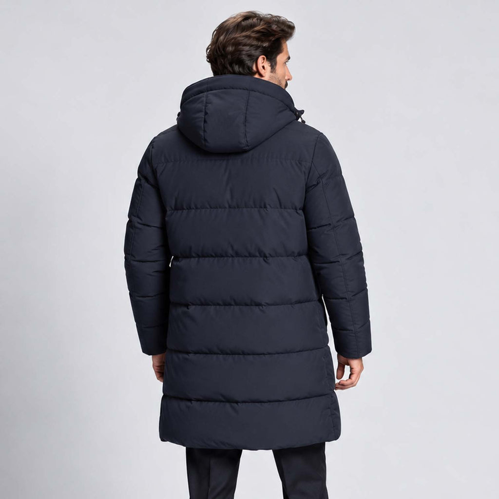 Monvaline | Men's Hooded Puffer Jacket Long Padded Winter Parka Coat